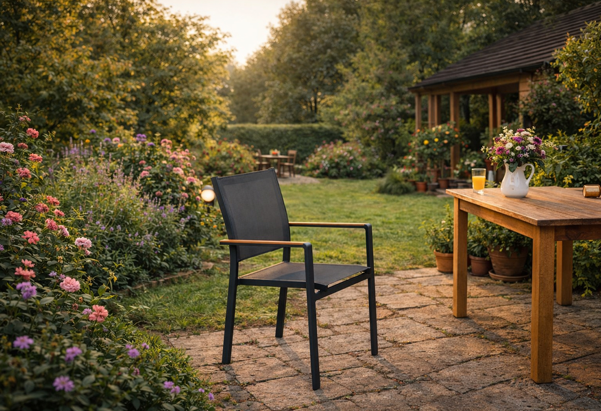 Τοποθετημένες οι καρέκλες σε κήπο